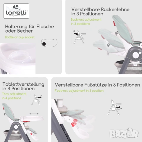 Стол за хранене Lorelli PARTY Blossom Leather, снимка 5 - Други - 53598186