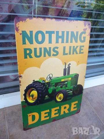 Метална табела Трактор John Deere Нищо не раоботи като тях оране нива земеделие замеделец, снимка 2 - Рекламни табели - 51160832