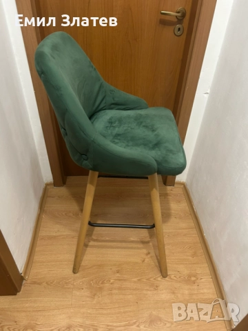 Бар СТОЛОВЕ 2БР тъмнозелени/кадифе, снимка 3 - Столове - 51718612