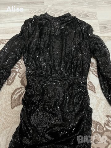 Черна рокля с паети, снимка 4 - Рокли - 41783307