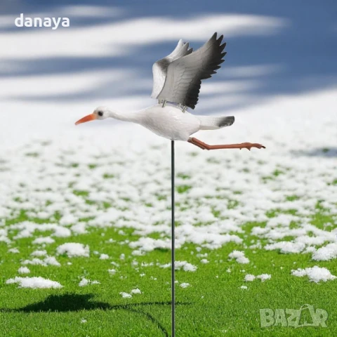 5942 Градинска декорация Щъркел на пръчка, 63 см