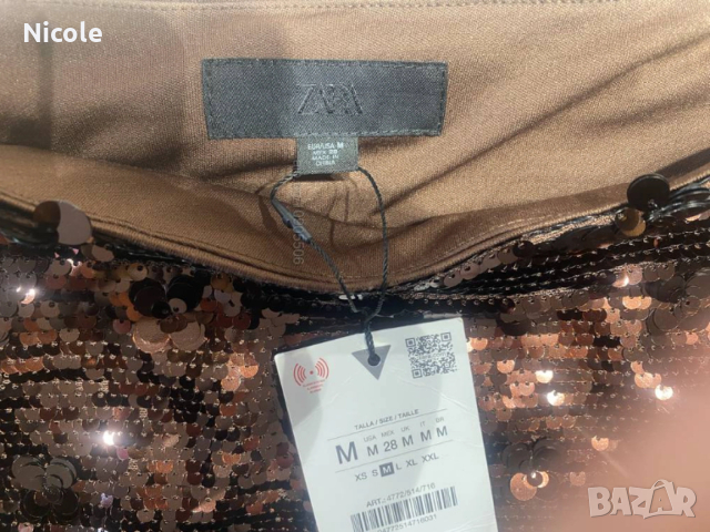 Пола с паети и цветя, ZARA нова, снимка 5 - Поли - 53415915