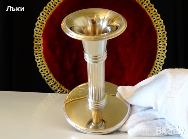 WMF посребрен свещник с етикет,240 гр. , снимка 3 - Антикварни и старинни предмети - 43846126