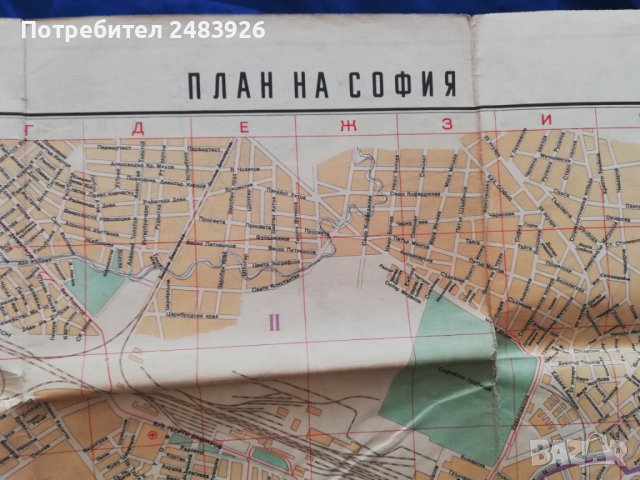 План на София 1957 г. Схема на София и присъединените към нея селища 