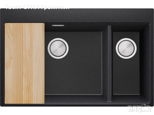 Графит кухненска гранитна мивка Осло 80 Duo Top 780x500 мм, снимка 9 - Мивки - 52548492