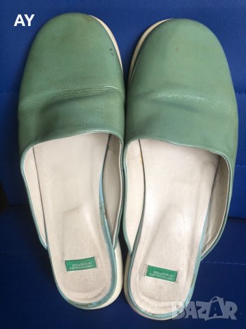 Дамски чехли естествена кожа United colors of Benetton , снимка 1 - Чехли - 32799022