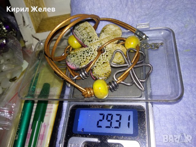 ФЛОРАЛНА ХЕНД - МЕЙД ОГЪРЛИЦА ПОСРЕБРЕНА с ВИСУВАНА ЦВЕТНА АРТ КЕРАМИКА 34731, снимка 5 - Колиета, медальони, синджири - 39179790