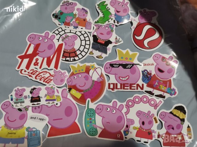 50 бр peppa pig пепа пиг самозалепващи лепенки стикери за украса декор картонена торта и др, снимка 3 - Други - 28822153