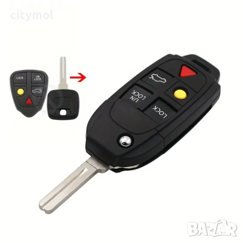 Кутийка за ключ с 5 бутона за VOLVO C70 S40 S60 S70 S80 S90 V40 V70 V90 XC70 XC9, снимка 2 - Аксесоари и консумативи - 51571535