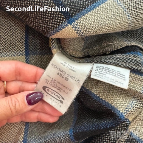 Мъжка карирана риза с цип, винтидж, G-Star Raw, вълна и акрил размер L, снимка 3 - Ризи - 53047077