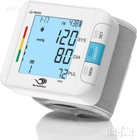 BerkeMed 313 Апарат за измерване на кръвно налягане за китка, напълно автоматичен, 2 x 99 памети, снимка 2 - Други - 51109446