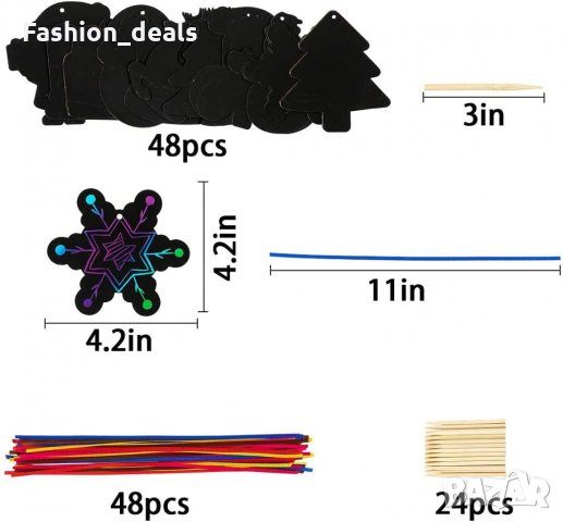Нов Занимателен DIY Направи си сам комплект 48 броя етикети Коледна украса, снимка 2 - Рисуване и оцветяване - 35546787