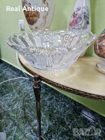 Голяма много красива антикварна холандска кристална купа фруктиера , снимка 2 - Декорация за дома - 43832080