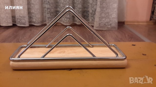 Поставка за салфетки от дърво и метал , снимка 1