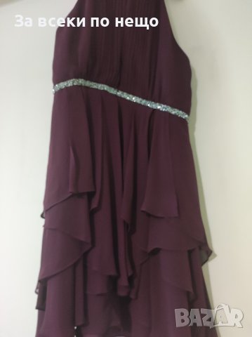 Официална рокля бордо шифон с камъни , снимка 3 - Рокли - 43936559