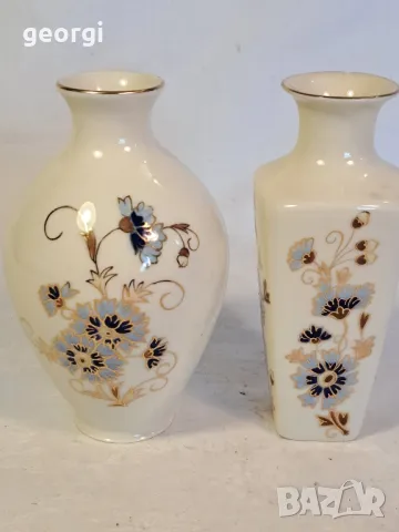 две порцеланови вази унгарски порцелан  с позлата Zsolney  22/2