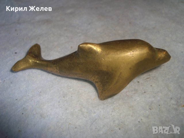 СИМПАТИЧНА СТАРА БРОНЗОВА ФИГУРКА ДЕЛФИН с ПОЗЛАТА МАЙСТОРСКА ХУДОЖЕСТВЕНА ИЗРАБОТКА 25432, снимка 4 - Колекции - 38108248