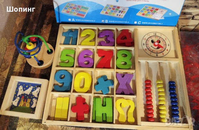 Комплект дървени образователни играчки