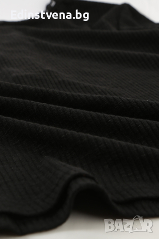 Дамска черна блуза рипс с къс ръкав, деколте с копчета и детайли с бродерия, снимка 10 - Други - 44893289