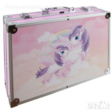 Комплект за рисуване в куфар с еднорог 145 части - Розов, снимка 2 - Рисуване и оцветяване - 43775901