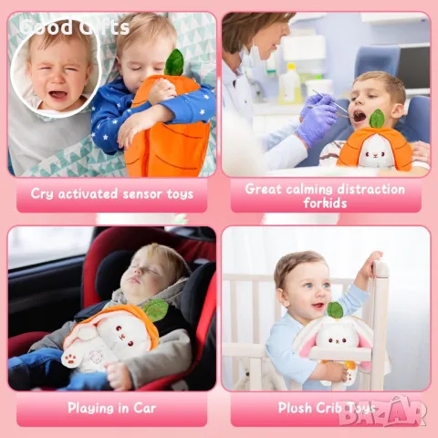 Дишаща плюшена играчка Зайче, Плюшена играчка за сън Заек, снимка 6 - Плюшени играчки - 47756023