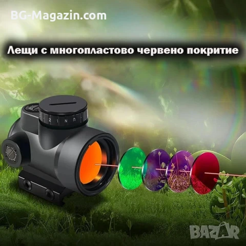 Тактически бързомер оптически прицел Trijicon 1×25 с две стойки за лов еърсофт въздушна пушка оръжие, снимка 6 - Оборудване и аксесоари за оръжия - 51051376