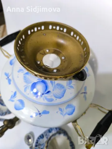 Гжель самовар и двоен сет за чай, снимка 9 - Чаши - 48258225