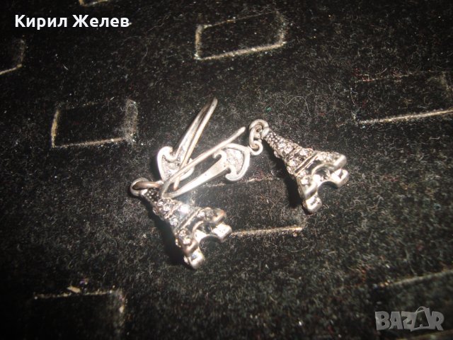 ПОСРЕБРЕНИ СКЪПОЦЕННИ ОБЕЦИ АЙФЕЛОВА КУЛА КРИСТАЛНИ 21633, снимка 11 - Обеци - 32537332