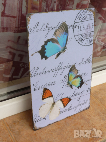 Метална табела пеперуди цветни летят животни свят въздух, снимка 2 - Декорация за дома - 44866583