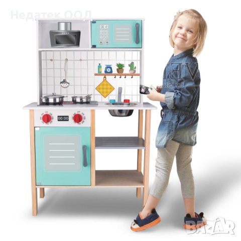 Комплект детска кухня, Дървена, Със светлинни и звук, Многоцветна, 60x30x92.5см, снимка 2 - Други - 40410223