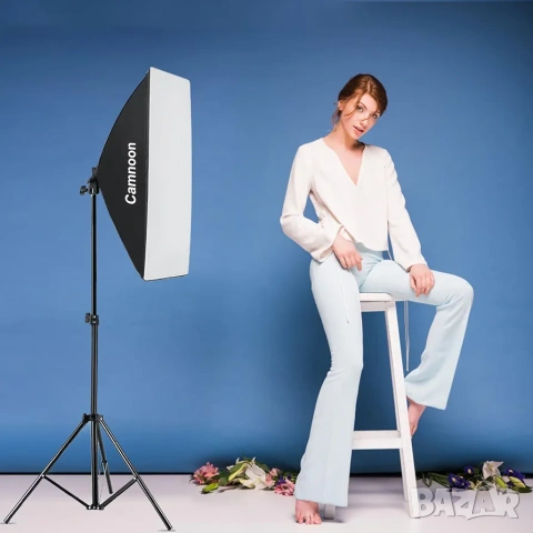 Комплект Студийно Осветление Camnoon: 2x Софтбокс + 2x 105W LED, снимка 7 - Светкавици, студийно осветление - 53392241