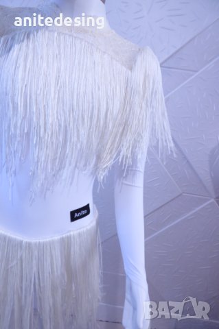Бяла рокля с ресни за латино танци, снимка 6 - Детски рокли и поли - 44029662
