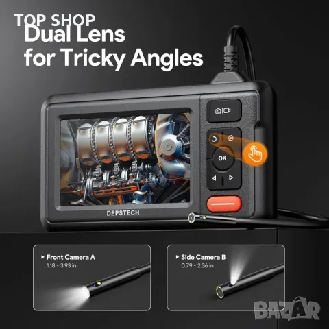 Бороскоп с двойна леща DEPSTECH, HD ендоскопска камера със светлина, 4,3-инчов IPS екран, IP67, снимка 4 - Други стоки за дома - 49551977
