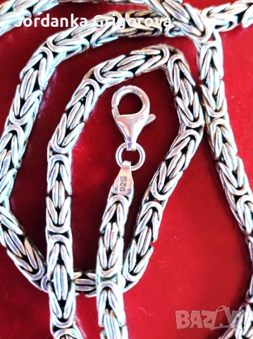 Сребърен синджир кралска плетка квадрат - проба на среброто 925  