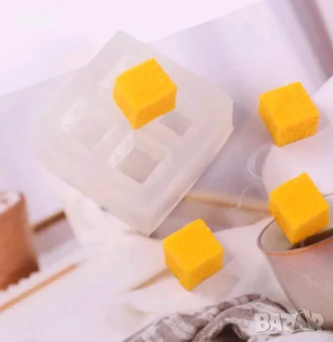 3d 4 кубчета вафлички вафли вафла силиконов молд форма фондан шоколад смола гипс, снимка 3 - Форми - 49092774