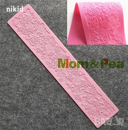 Различни сърца голяма дантела силиконов молд форма за украса торта с фондан гъмпейст