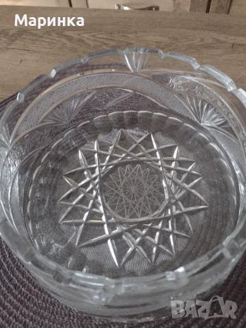 Комплект от кристална купа и ваза ръчно гравирани еднакъв дизайн., снимка 3 - Вази - 10337738