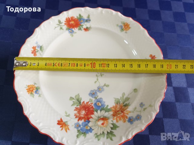 Старинни порцеланови барокови чинии с червен кант  -Schumann - Бавария , снимка 8 - Сервизи - 42958540