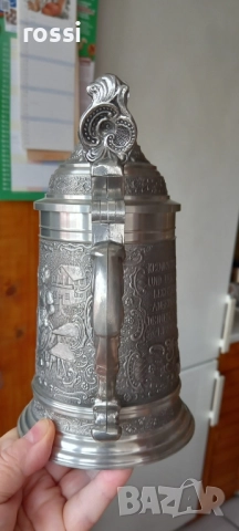 Vintage. Нова. Немска калаена халба Lindenwirtin 650 мл., снимка 4 - Антикварни и старинни предмети - 51644847