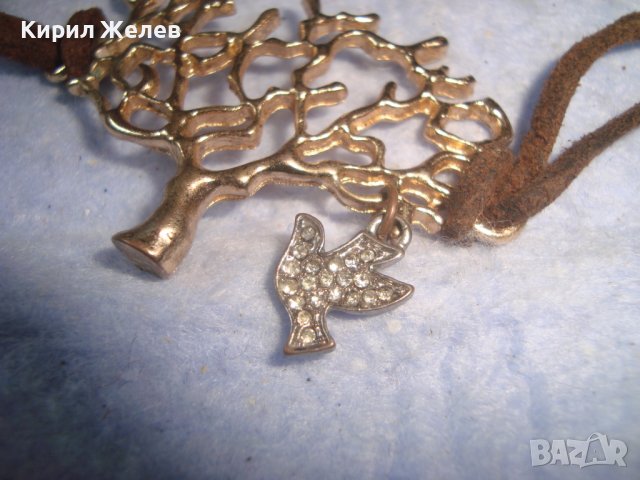 МНОГО КРАСИВА ПОЗЛАТЕНА ФЛОРАЛНА АРТ ГРИВНА с ФИГУРАЛНА ВИСУЛКА ГЪЛЪБЧЕ 15021, снимка 4 - Гривни - 37075961