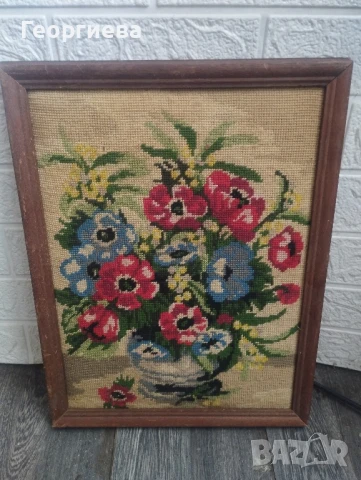 Продавам гоблен " Цветя", снимка 2 - Гоблени - 51328076