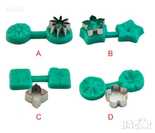 4 вида цвете вейнър + метален резец силиконов молд хортензия ипомея маргаритка петуния за фондан  , снимка 2 - Форми - 27110306