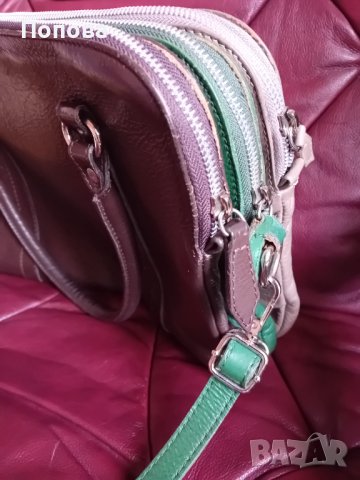 Уникална  цветна чанта с 5 отделения от естествена кожа, снимка 8 - Чанти - 43653537