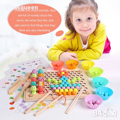3584 Дървен пъзел с топчета и магнитни рибки, снимка 3 - Игри и пъзели - 37742844