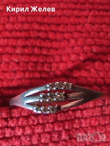 СТАРИНЕН СКЪПОЦЕНЕН с ЦИРКОНИ СРЕБЪРЕН ПРЪСТЕН с ТРИ ПЕЧАТА на МАЙСТОРА и за ПРОБАТА СРЕБРО 40065, снимка 4 - Антикварни и старинни предмети - 42474205
