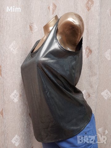 М/L Черен топ/ потник/ с златисто райе еко кожа, снимка 4 - Корсети, бюстиета, топове - 40772497
