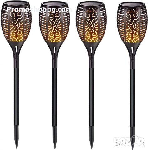 Комплект соларни лампи LED Факла, 4 бр, Черни, снимка 2 - Соларни лампи - 40660233