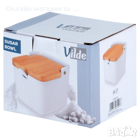 Керамична захарница с бамбуков капак и лъжичка 250 ml 139676, снимка 6 - Кутии за храна - 53230830