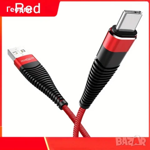 Високоскоростен USB Type-C текстилен кабел за бързо зареждане, снимка 3 - Кабели и адаптери - 50747896
