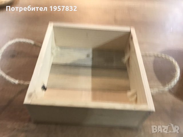 Декоративна дървена кутия с конопена дръжка, снимка 8 - Декорация за дома - 26229248